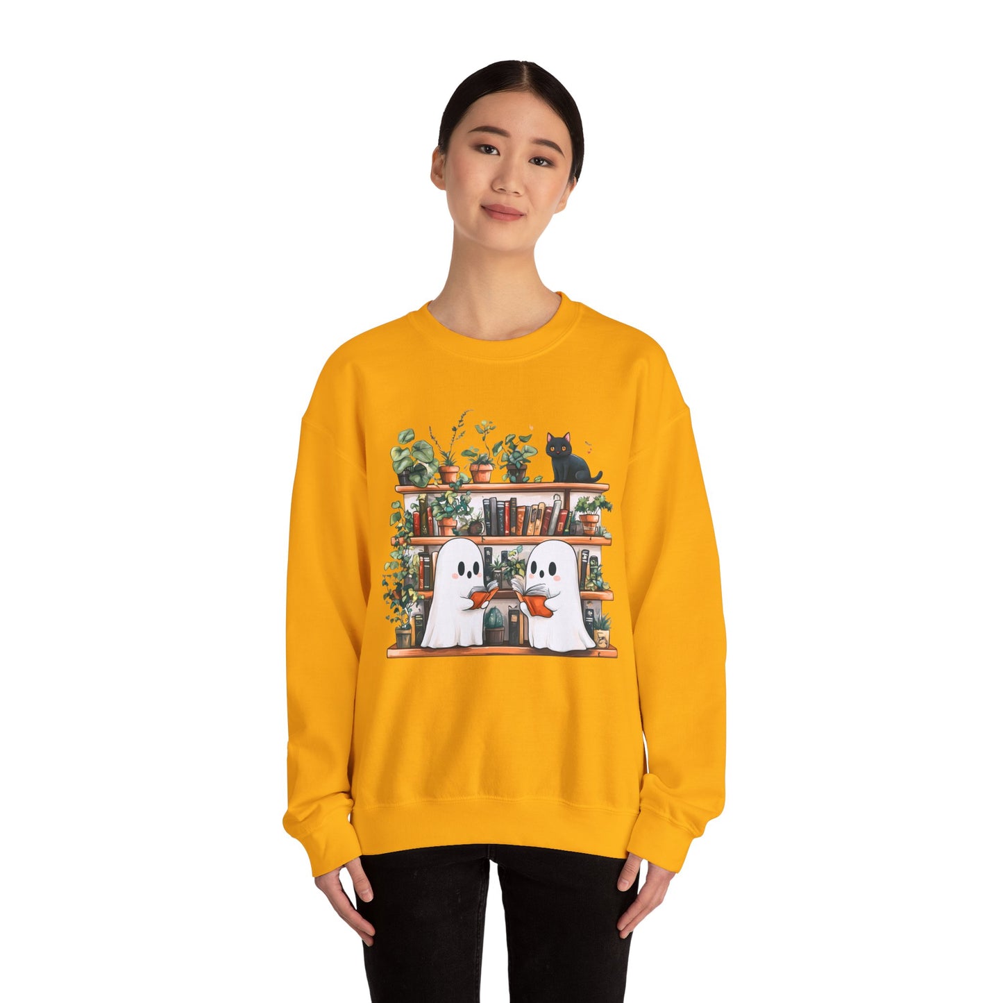 Bookish Ghosts and Black Cat Crewneck