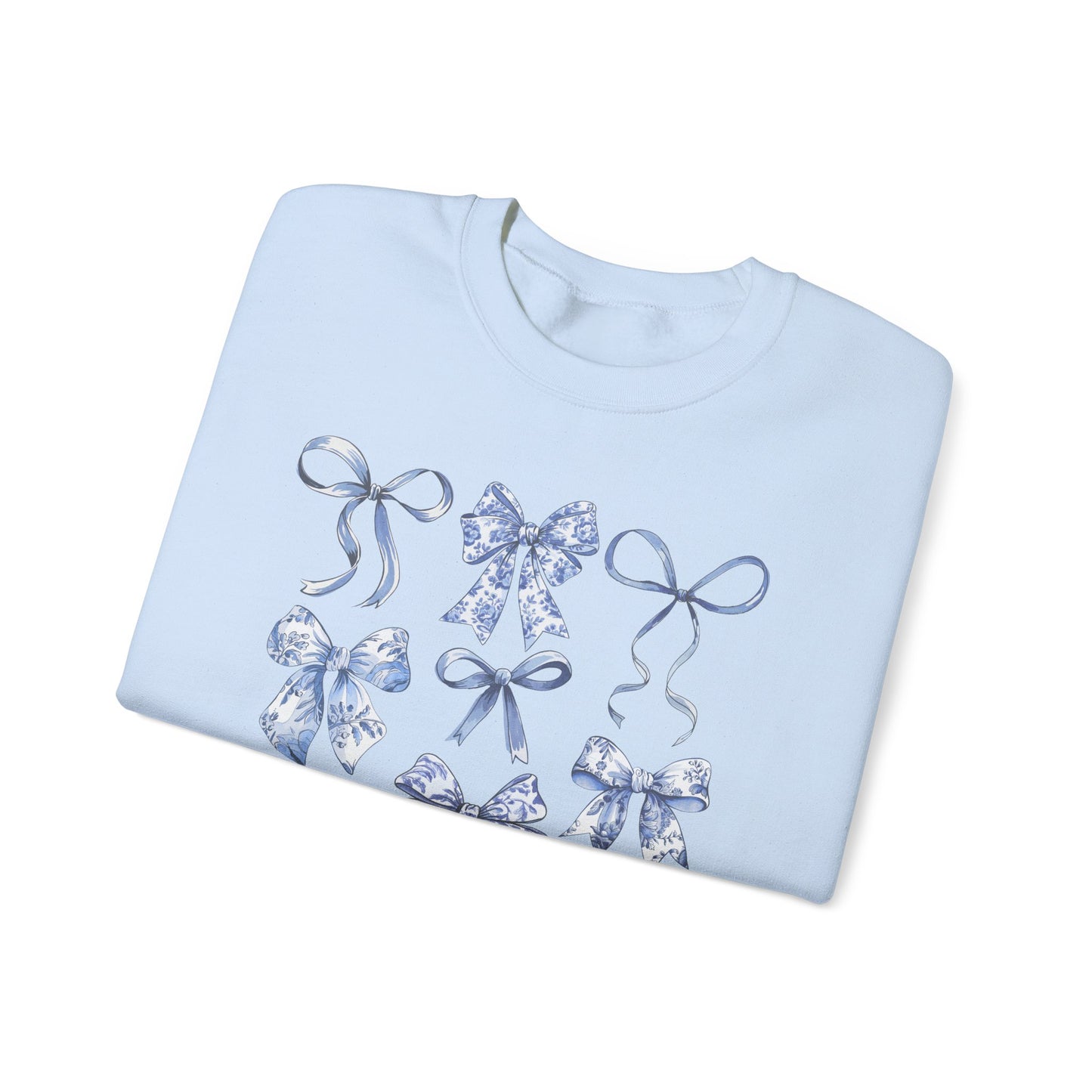 Blue Coquette Antique Pattern Print Crewneck