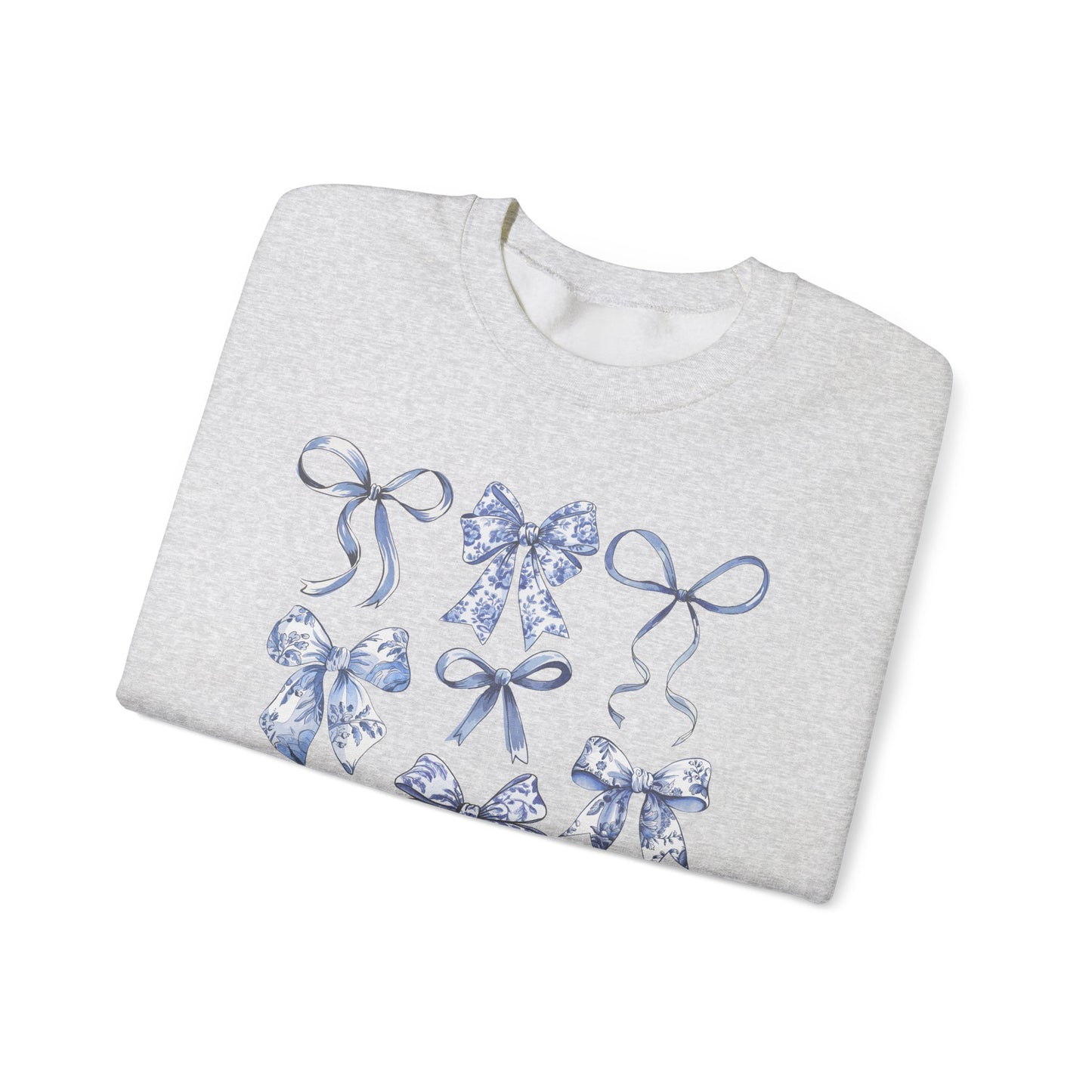 Blue Coquette Antique Pattern Print Crewneck