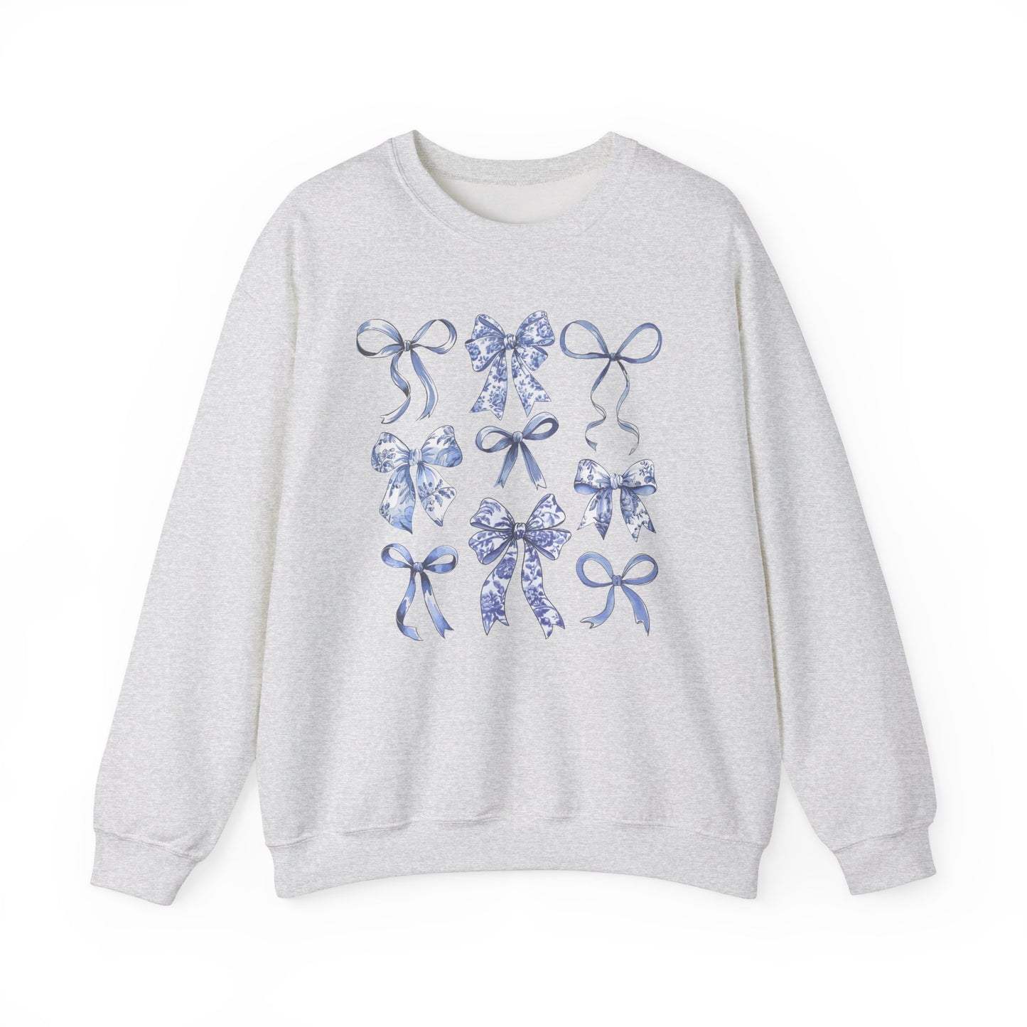 Blue Coquette Antique Pattern Print Crewneck