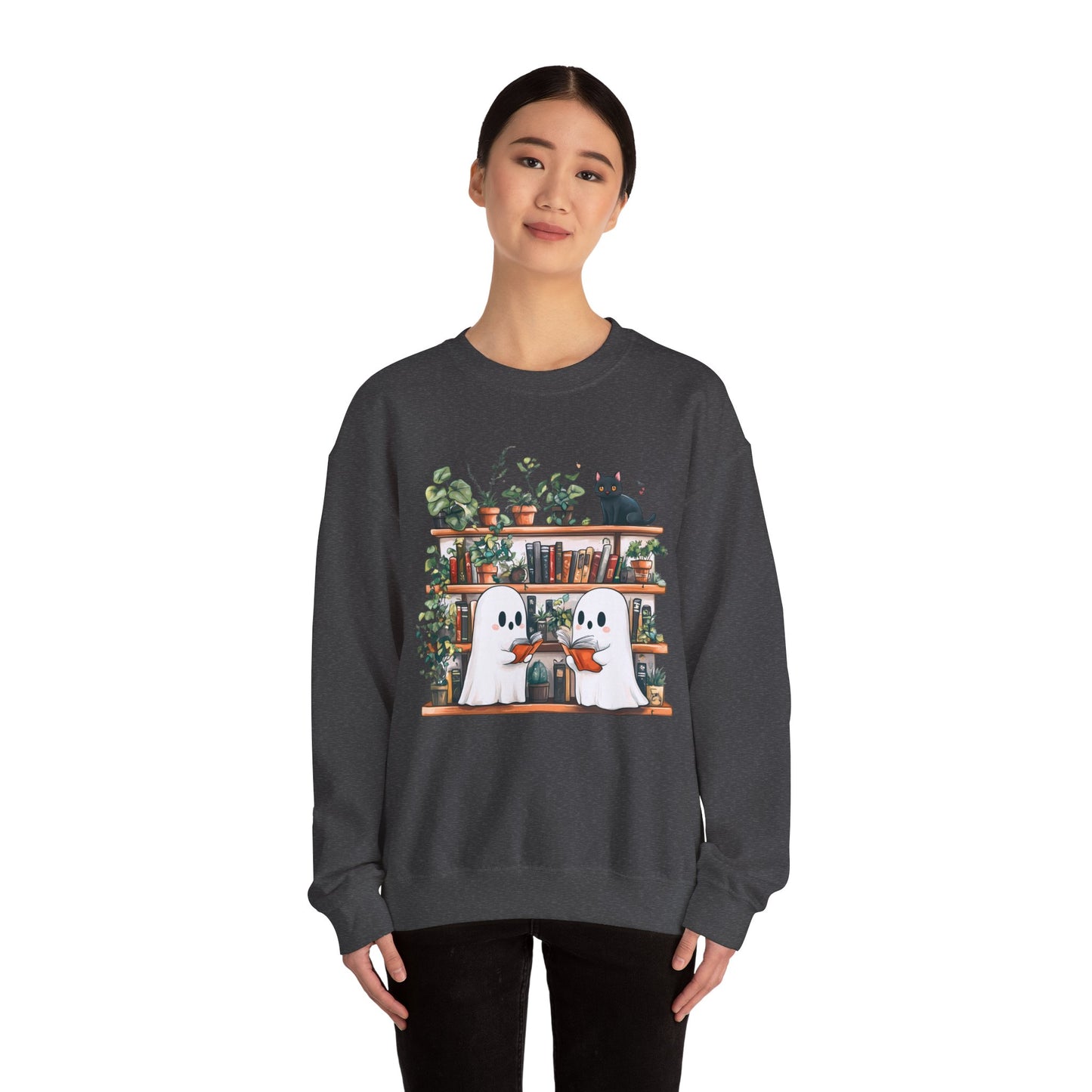 Bookish Ghosts and Black Cat Crewneck