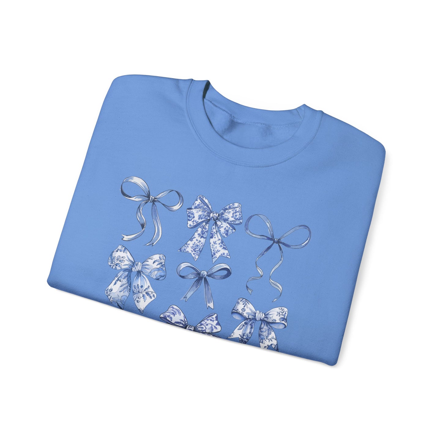 Blue Coquette Antique Pattern Print Crewneck