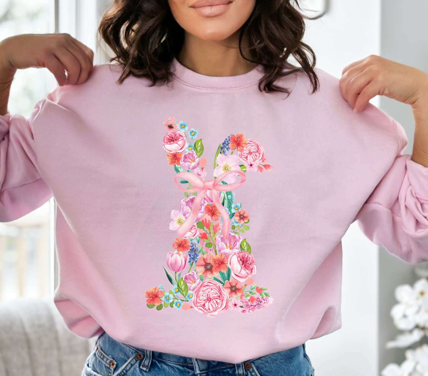 Floral Spring Bunny Crewneck