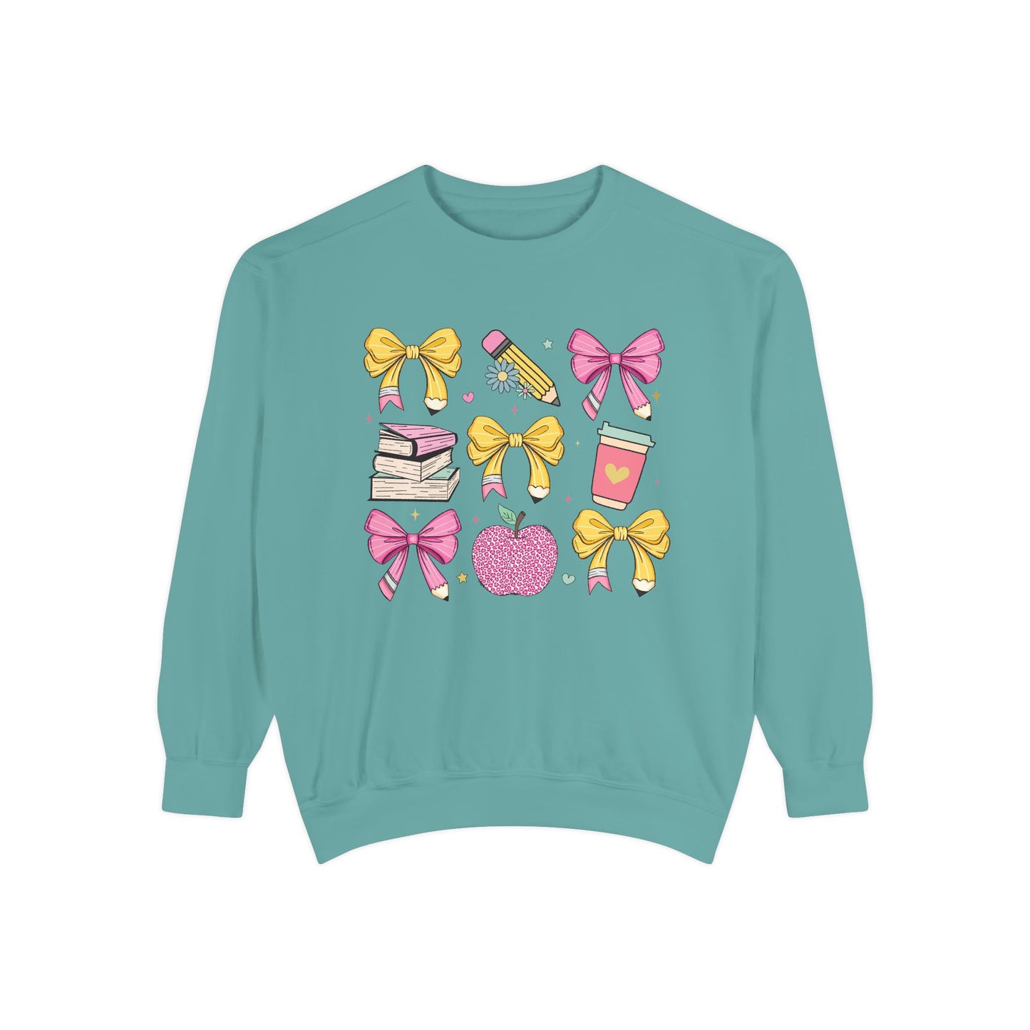 Teacher School Bow Comfort Colors Crewneck