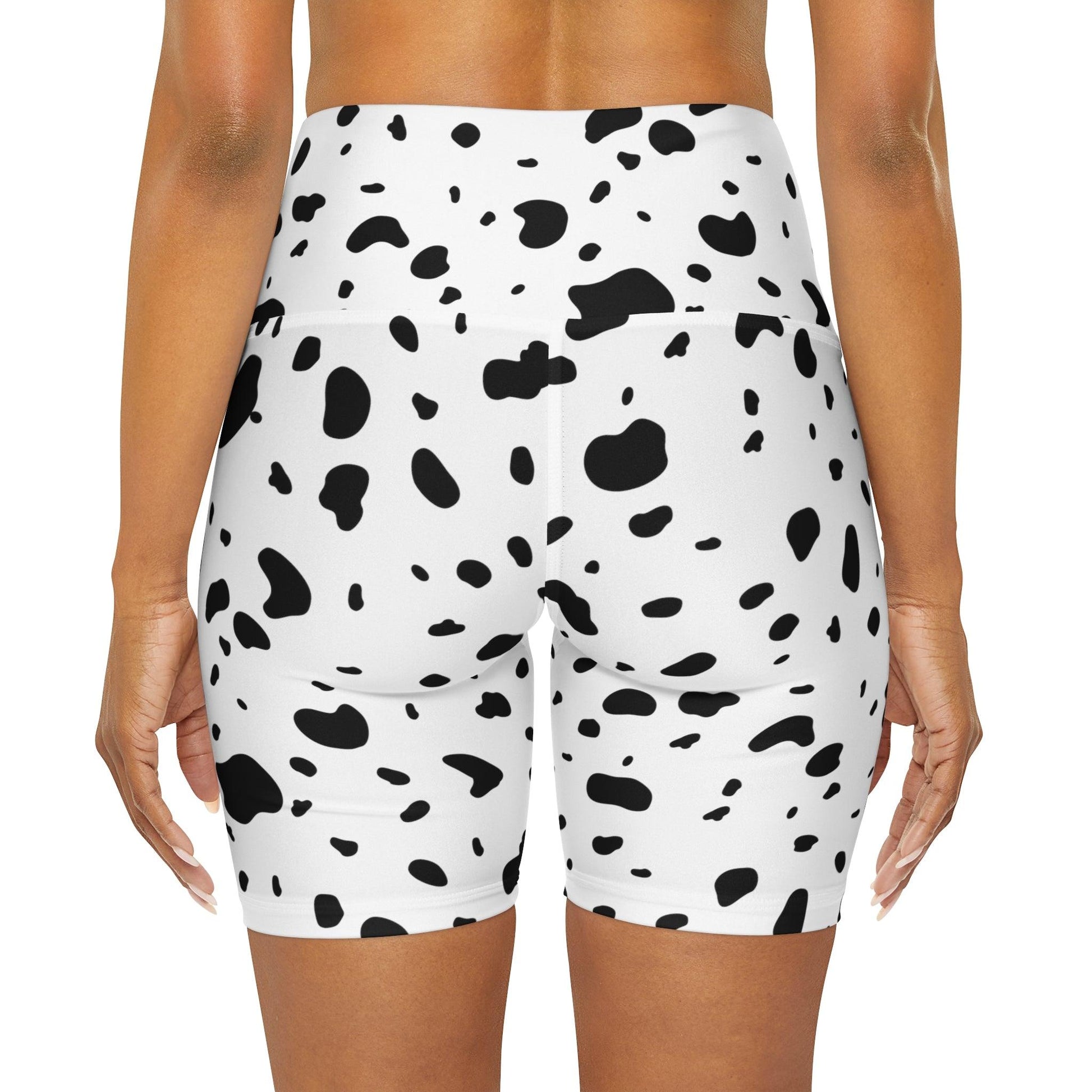 Dalmatian Print High Waisted Yoga Shorts - BentleyBlueCo