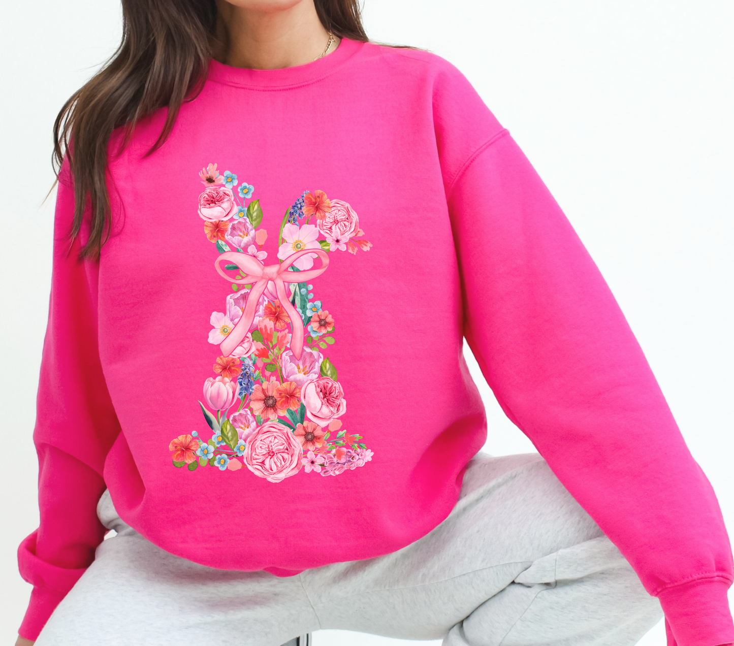 Floral Spring Bunny Crewneck