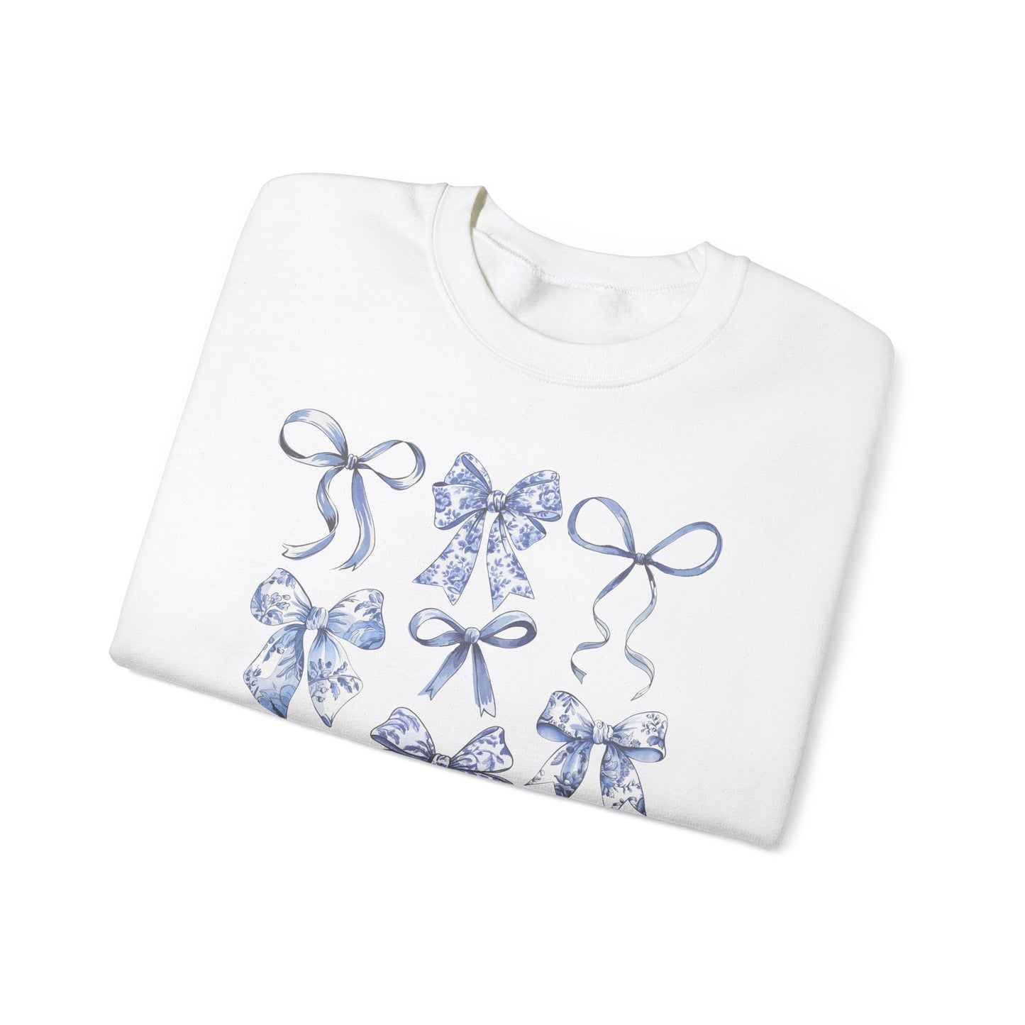 Blue Coquette Antique Pattern Print Crewneck