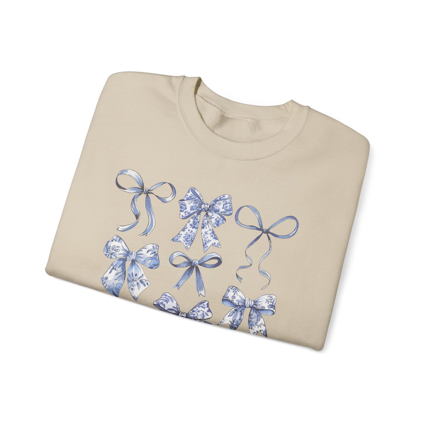 Blue Coquette Antique Pattern Print Crewneck