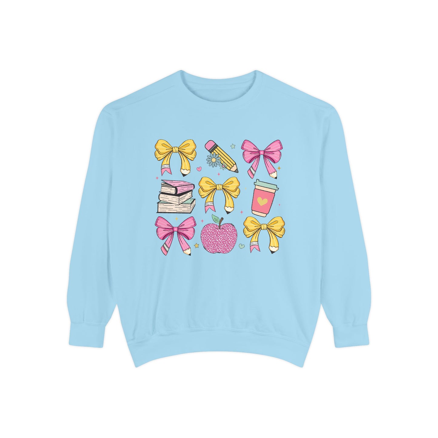 Teacher School Bow Comfort Colors Crewneck