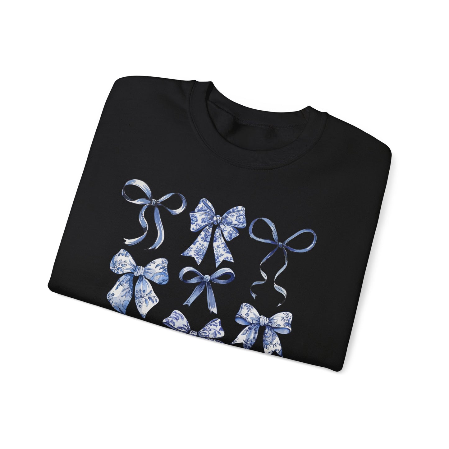 Blue Coquette Antique Pattern Print Crewneck