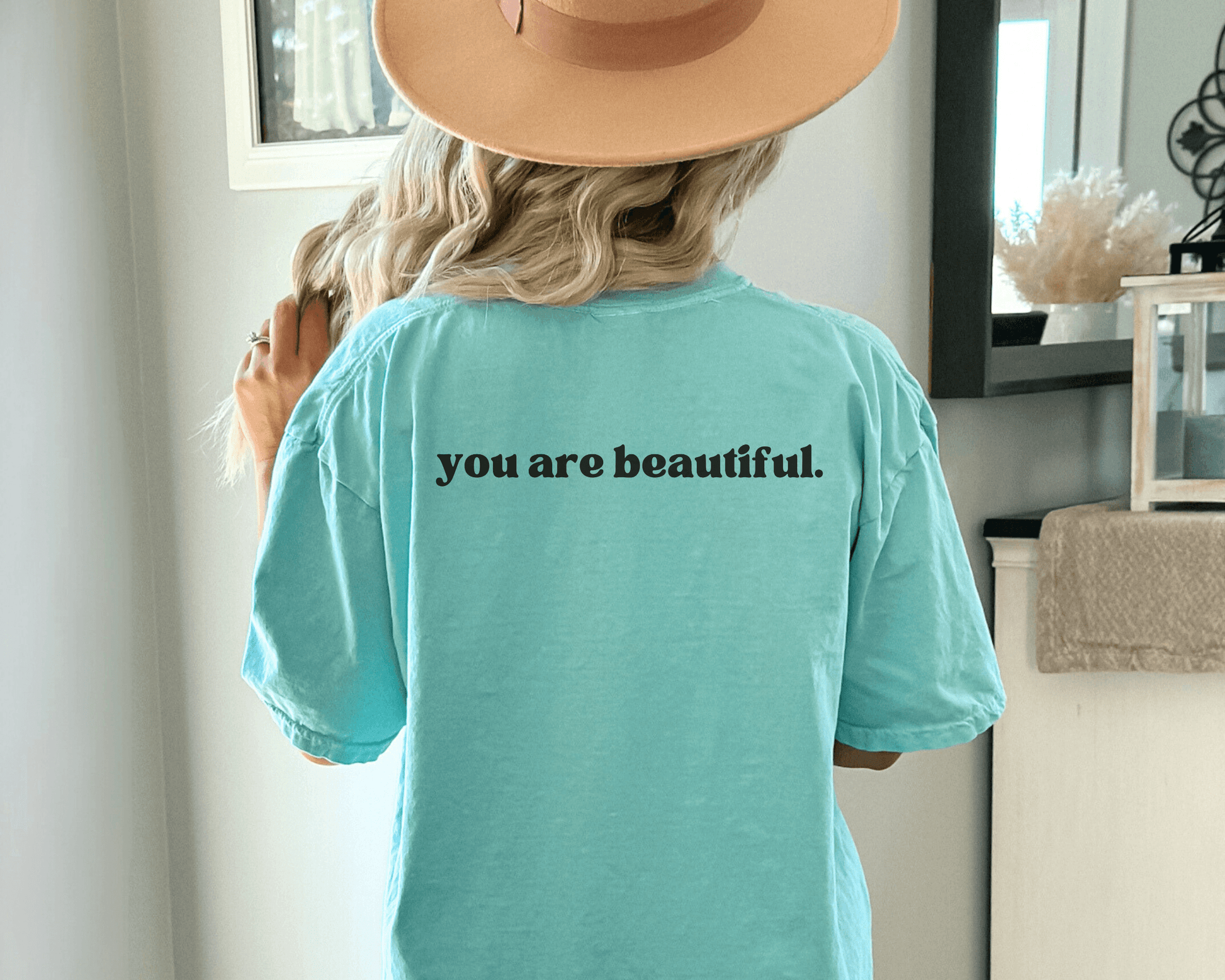 You Are Beautiful Comfort Colors Shirt - Back Graphic - BentleyBlueCo