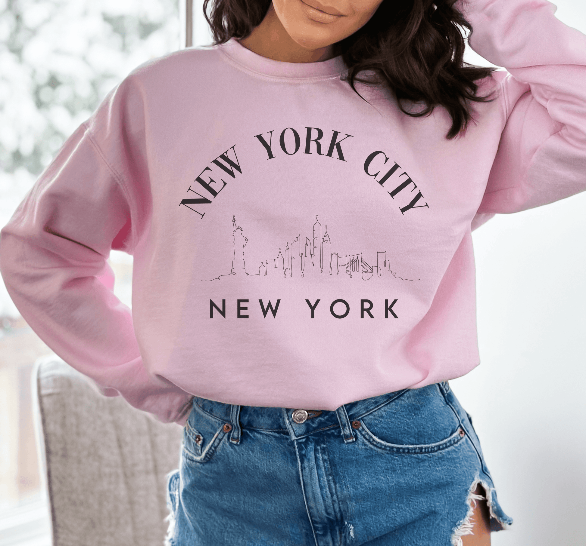New York City Skyline Crewneck Sweatshirt - BentleyBlueCo