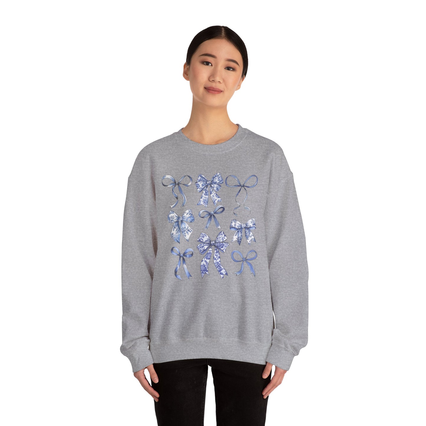 Blue Coquette Antique Pattern Print Crewneck