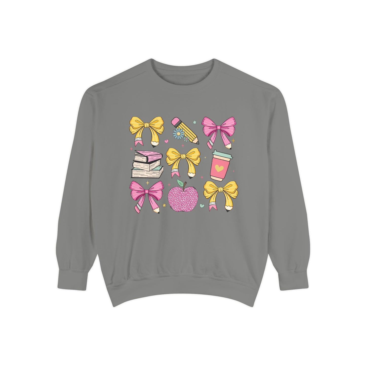 Teacher School Bow Comfort Colors Crewneck