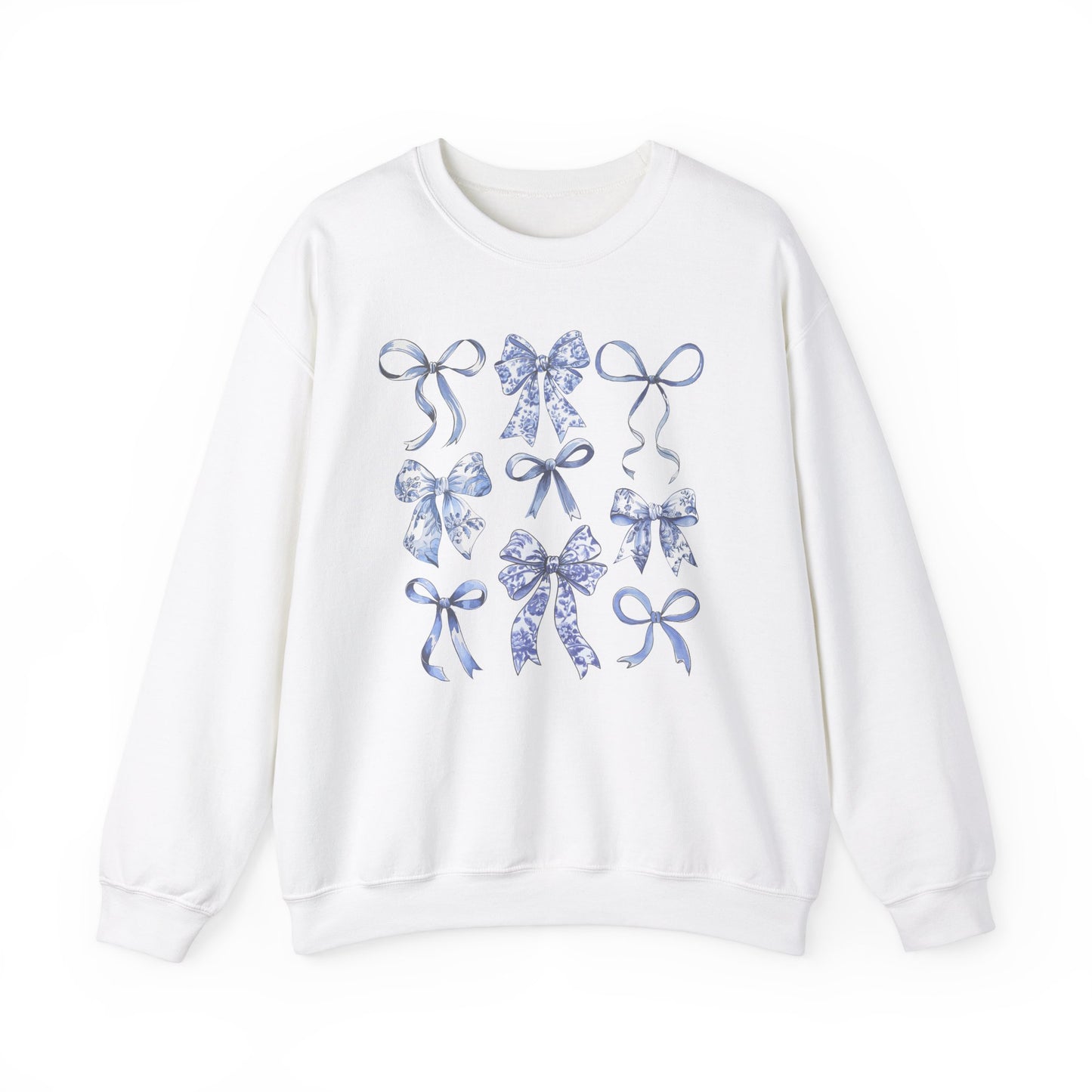 Blue Coquette Antique Pattern Print Crewneck