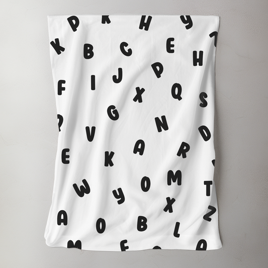 Alphabet Blanket - Black and White