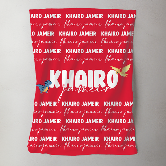 Custom Name Baby Blanket - Dinosaurs