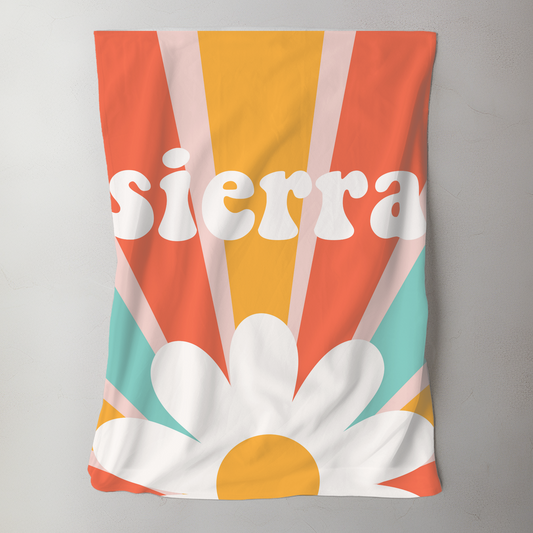 Custom Name Blanket - Groovy Retro Girl