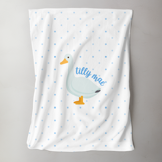 Custom Name Blanket - Polka Dot Goose