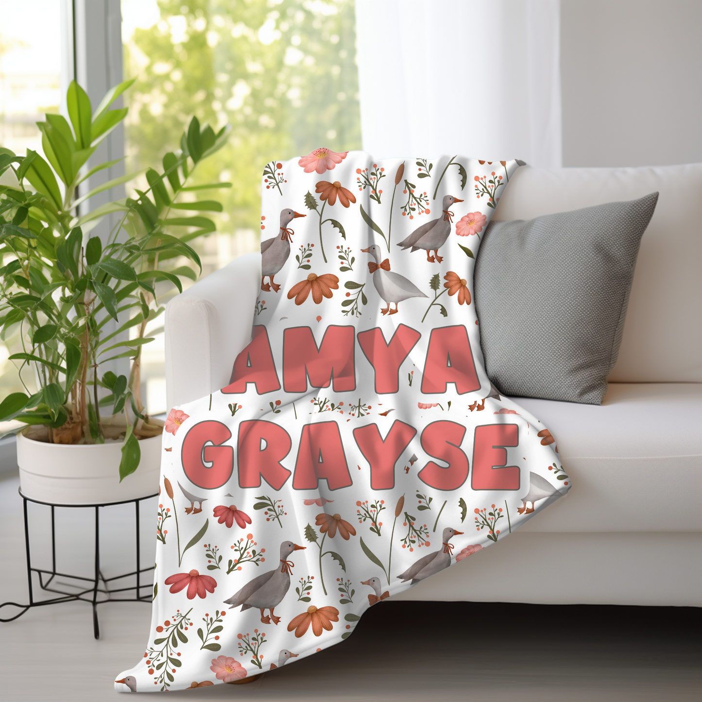 Custom Name Baby Blanket - Farmhouse Goose