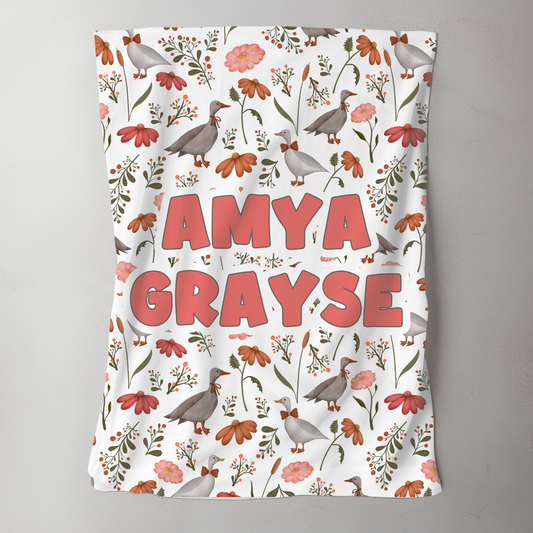 Custom Name Baby Blanket - Farmhouse Goose