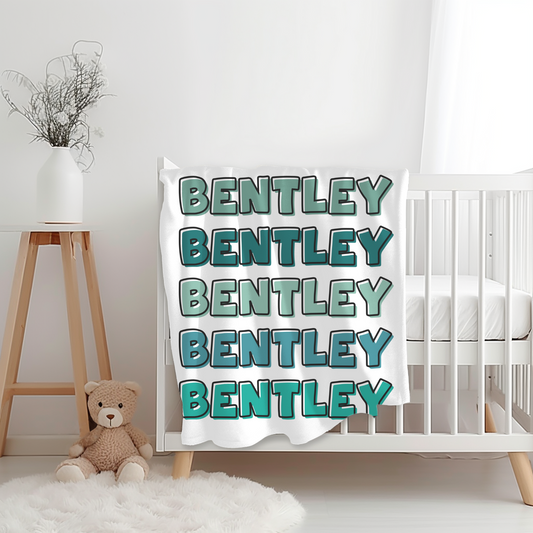 Custom Name Blanket - Teal Name