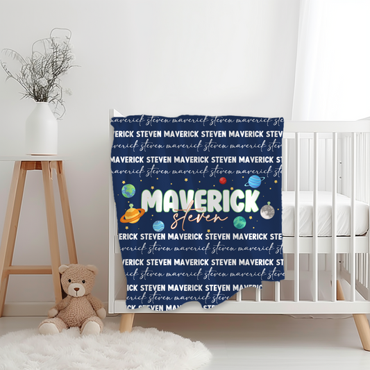 Custom Name Baby Blanket - Outer Space