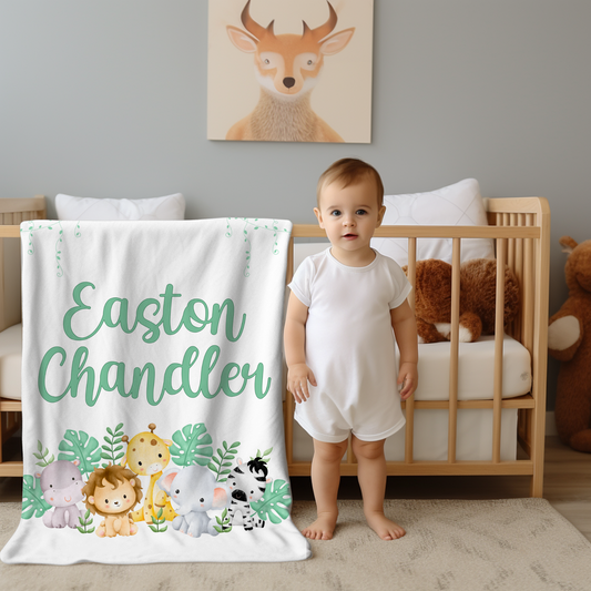 Custom Name Baby Blanket - Jungle
