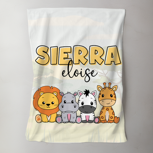 Custom Name Baby Blanket - Safari Name