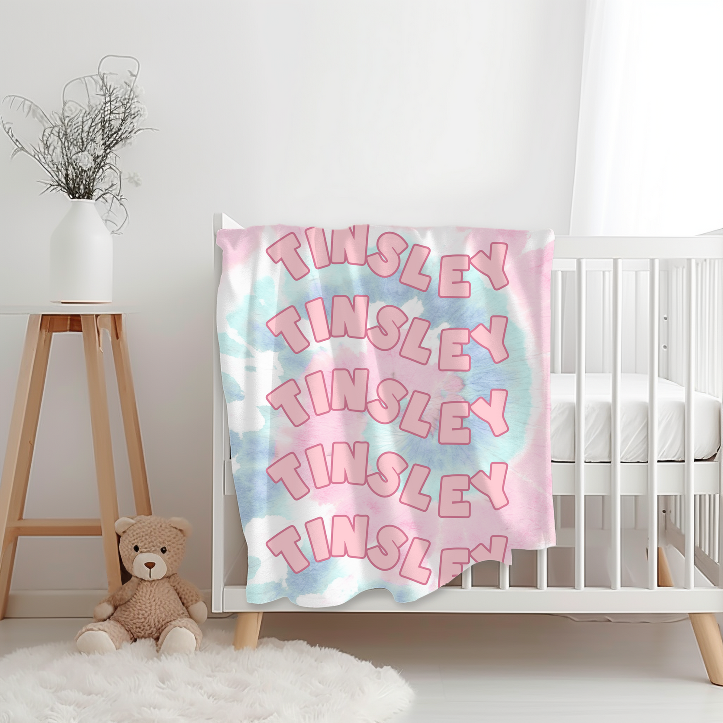Custom Name Baby Blanket - Tie Dye