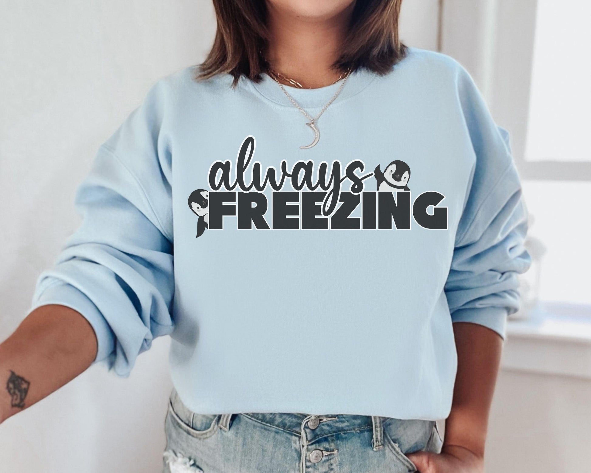 Always Freezing Penguin Crewneck - BentleyBlueCo