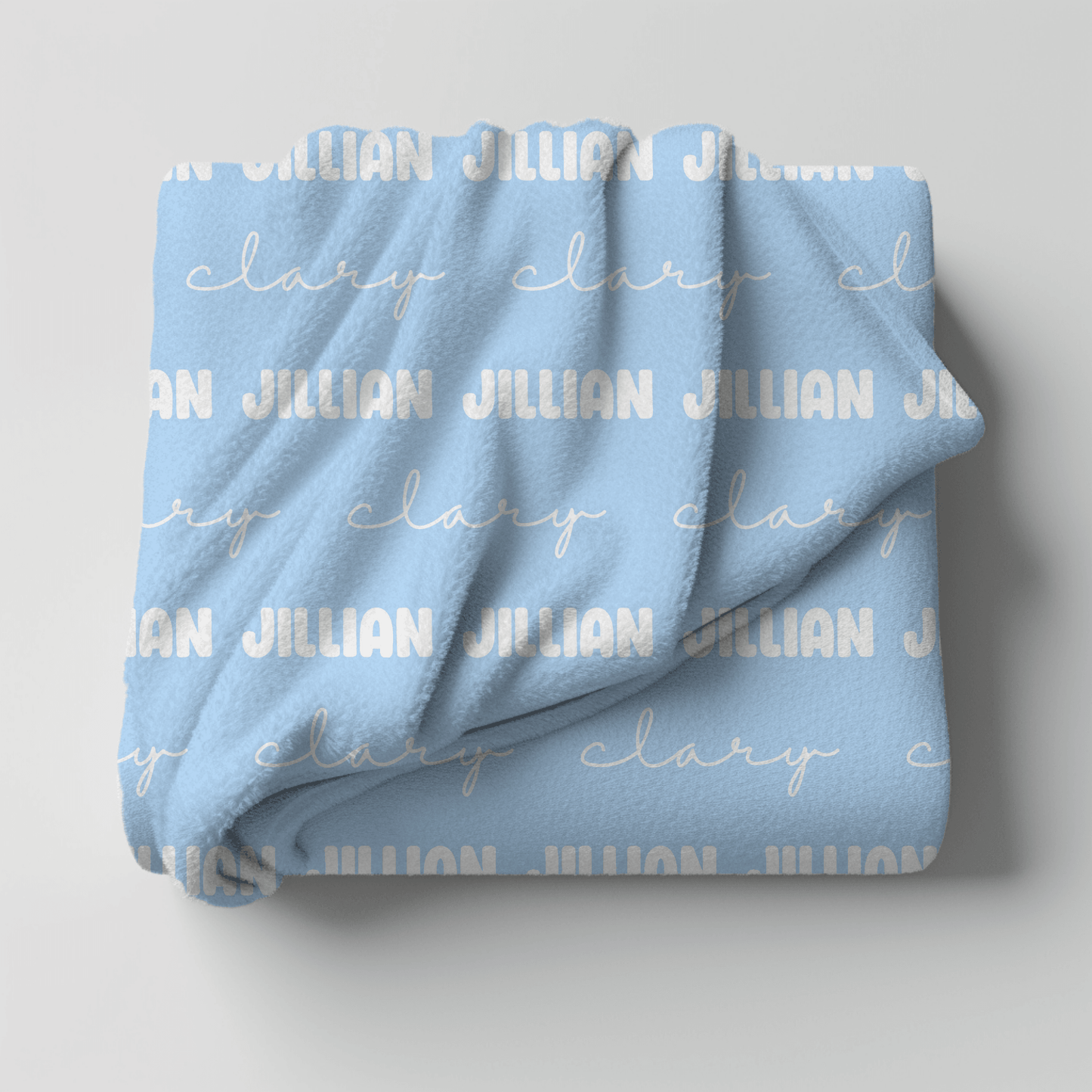 Custom Name Baby Blanket - Light Blue - BentleyBlueCo