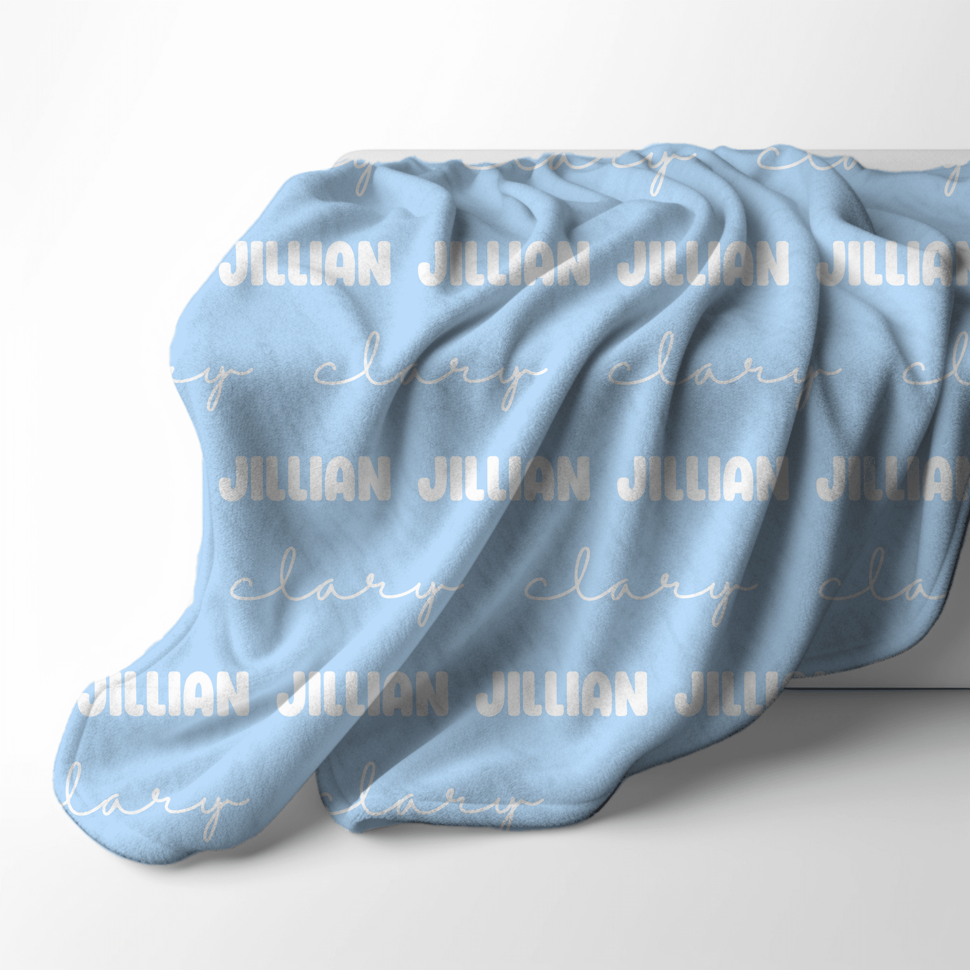 Custom Name Baby Blanket - Light Blue - BentleyBlueCo