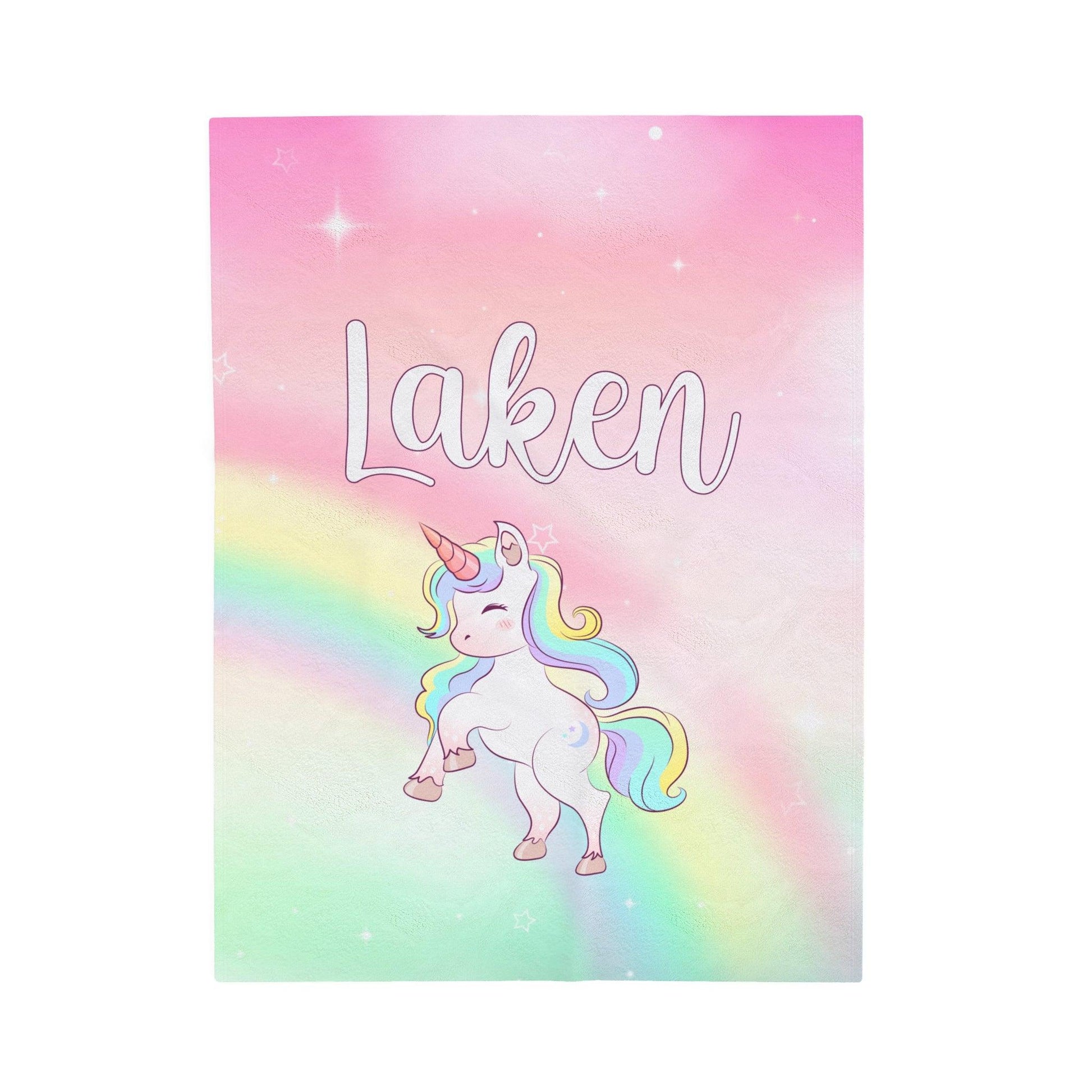Custom Name Baby Blanket - Ombre Unicorn - BentleyBlueCo