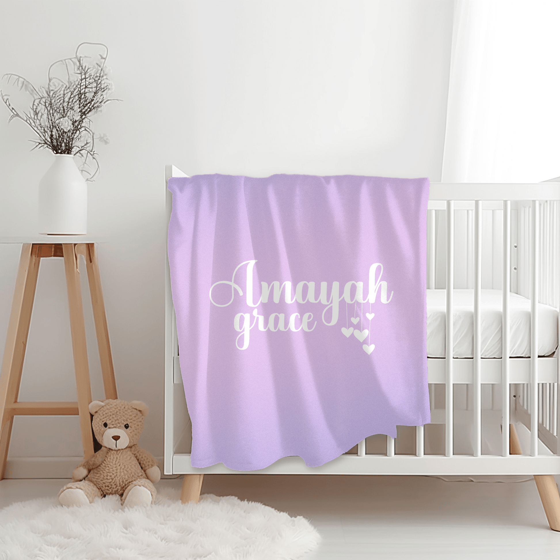 Custom Name Baby Blanket - Purple Ombre - BentleyBlueCo