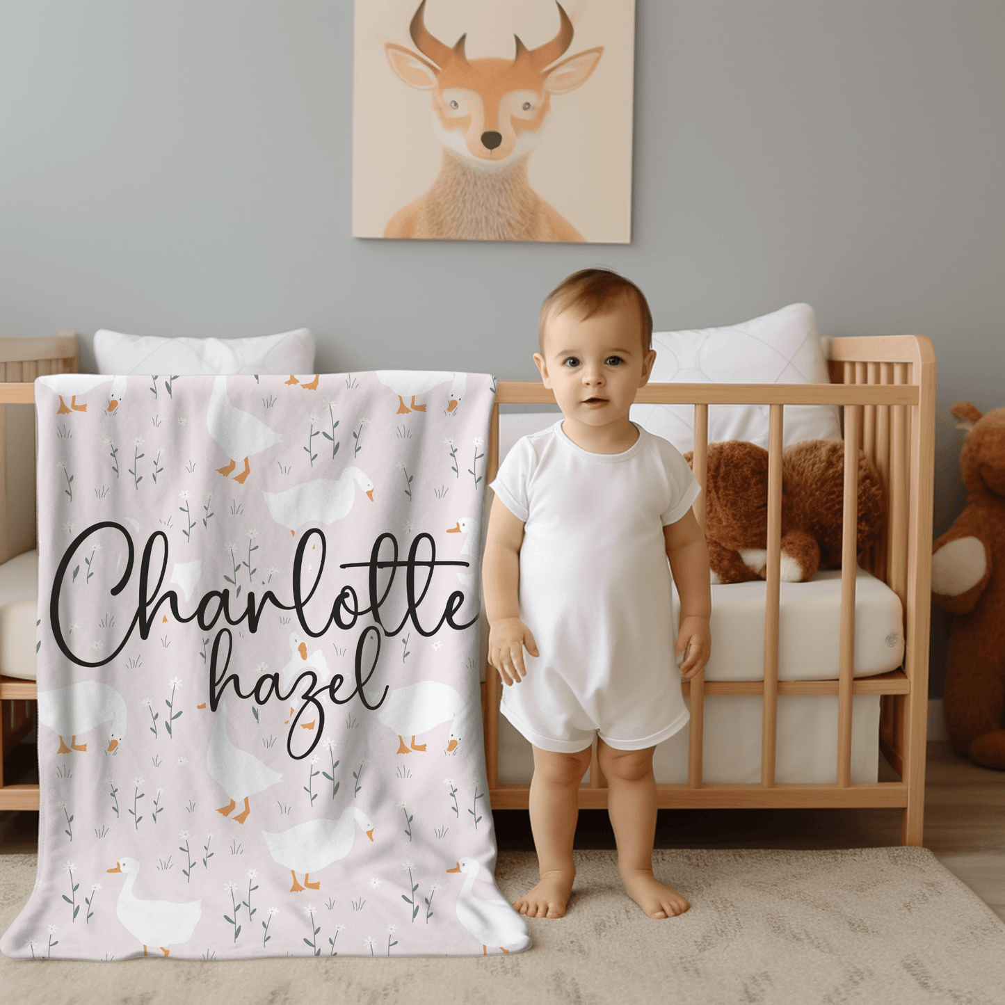 Custom Name Blanket - Charlotte Goose - BentleyBlueCo