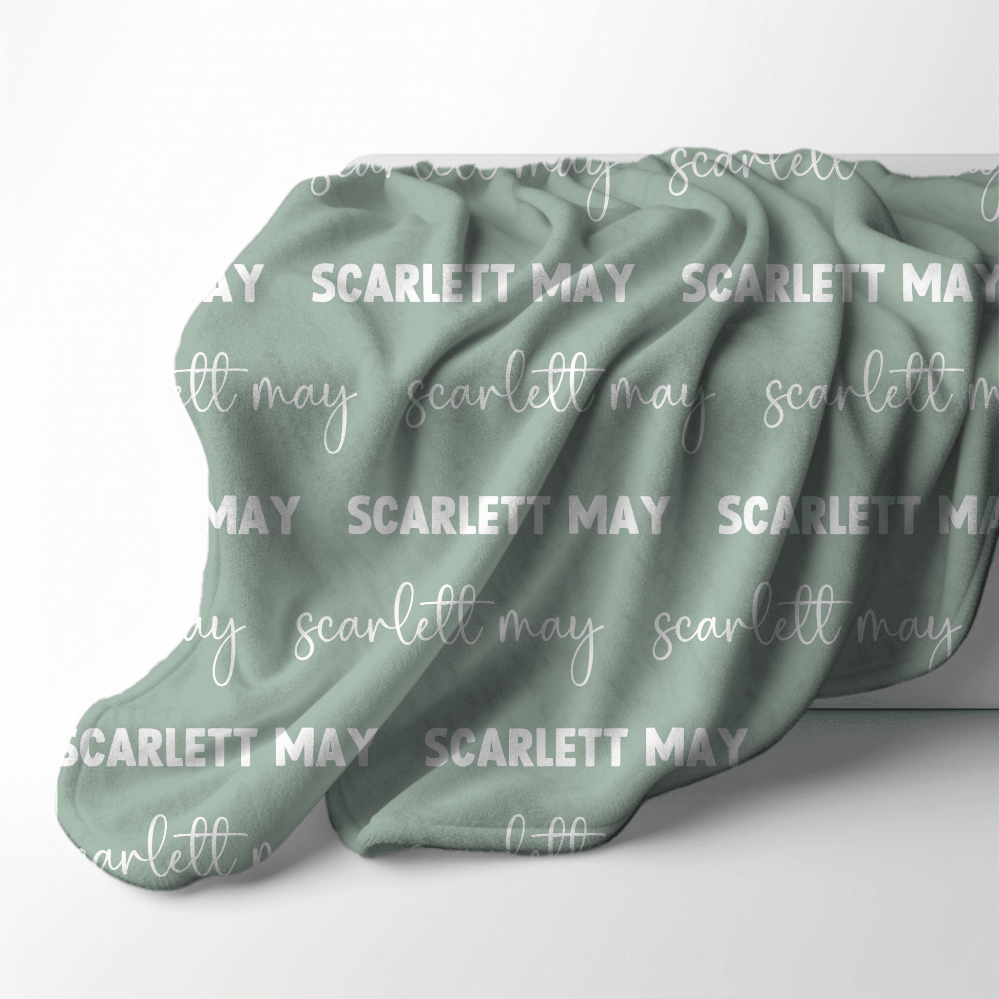 Custom Name Blanket - Sage Green - BentleyBlueCo