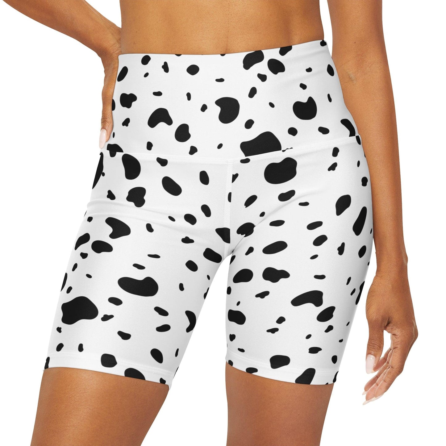 Dalmatian Print High Waisted Yoga Shorts - BentleyBlueCo