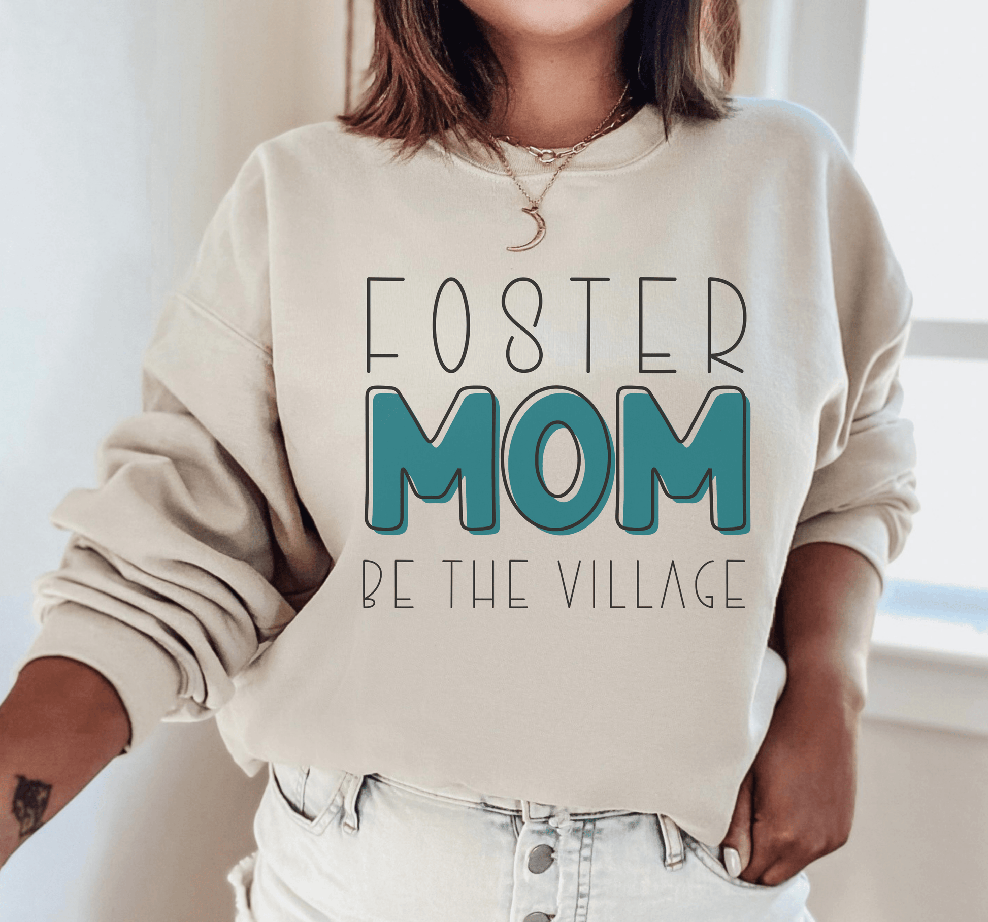 Foster Mom Crewneck Sweatshirt - BentleyBlueCo