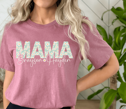 Mama Daisy Shirt - Personalized Kids Names - BentleyBlueCo