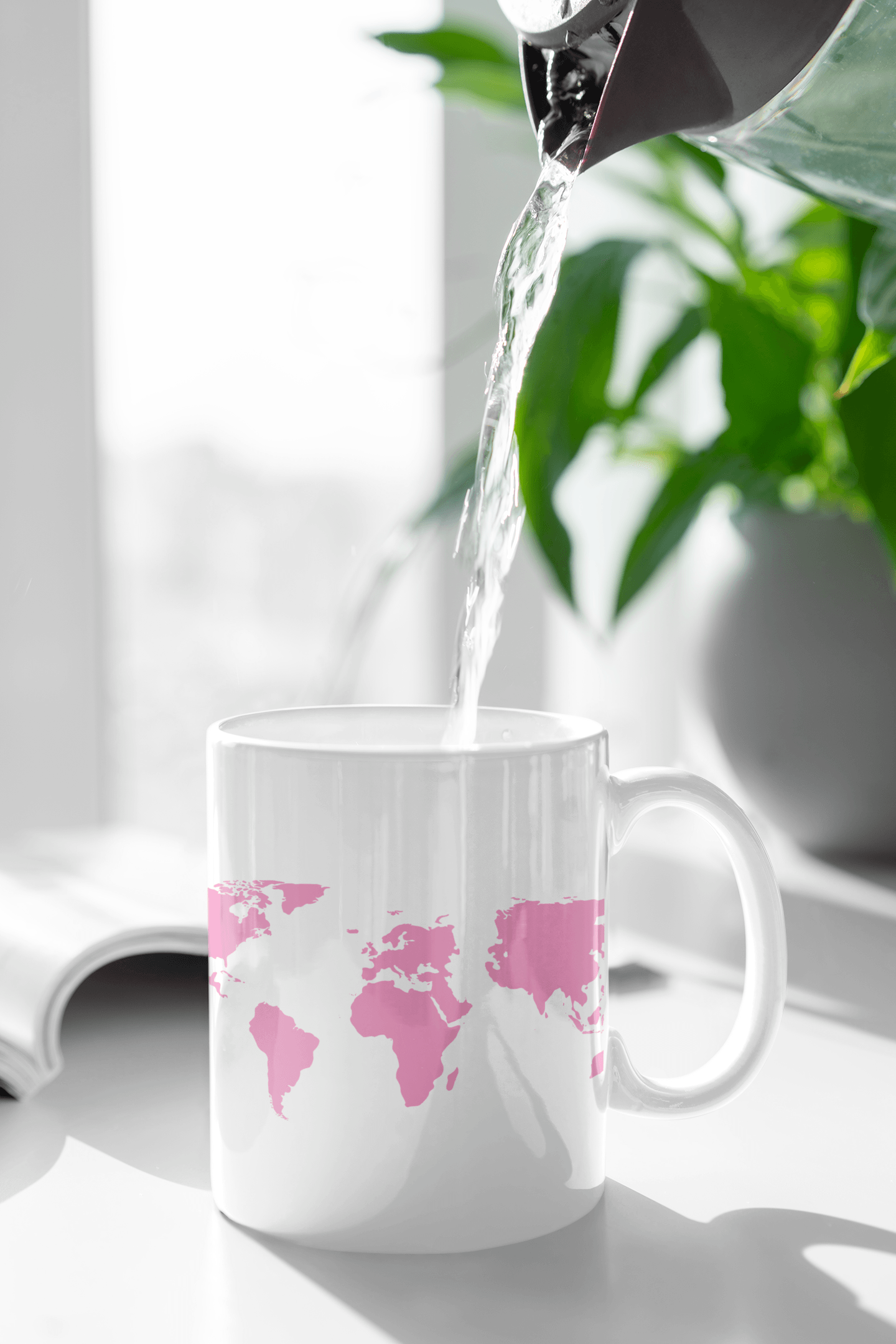 Pink world map atlas coffee mug - BentleyBlueCo