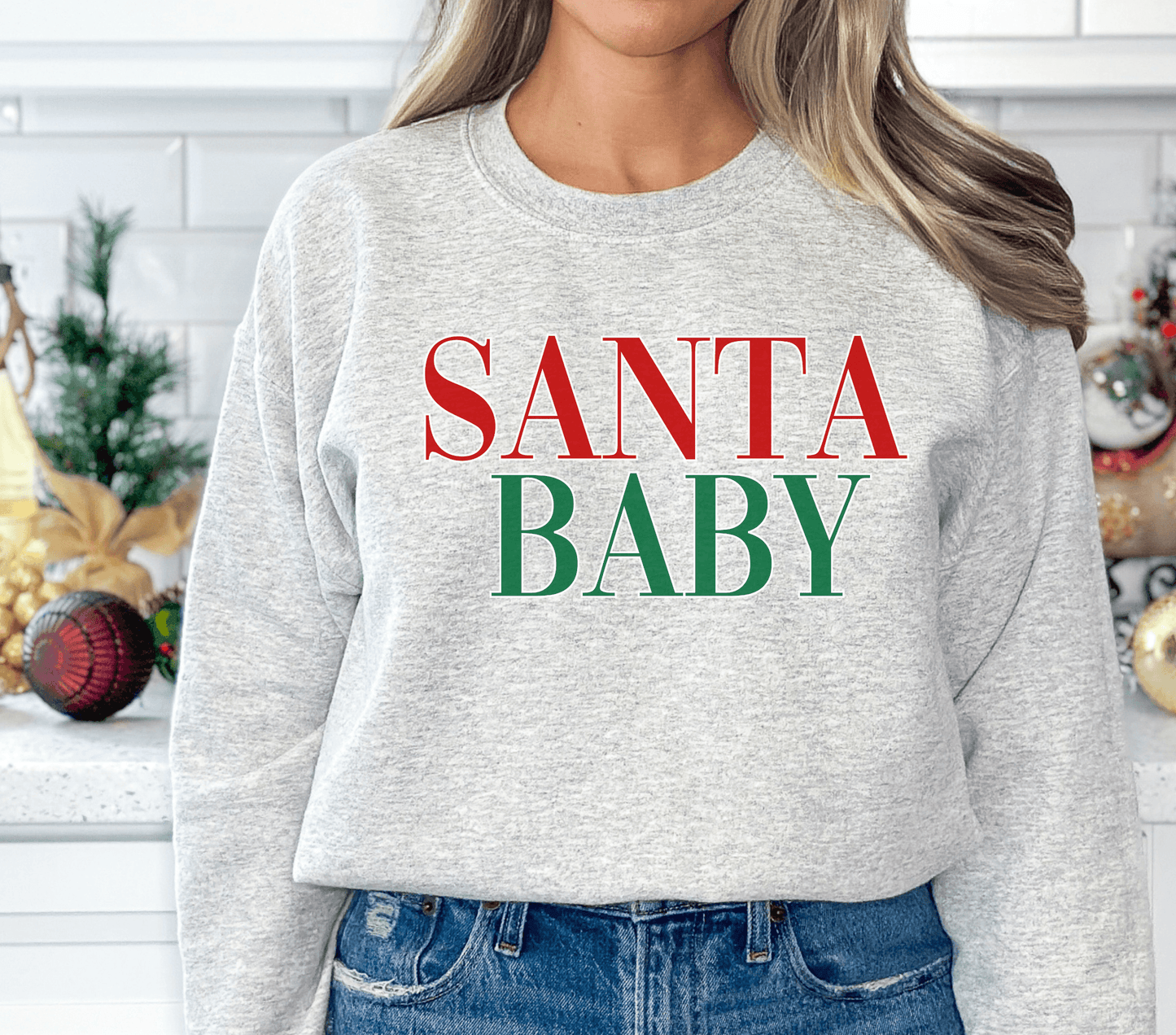 Santa Baby Christmas Crewneck Sweatshirt - BentleyBlueCo