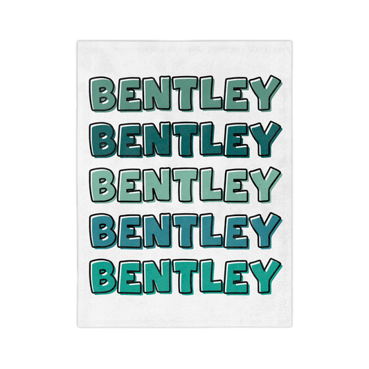 Custom Name Blanket - Teal Name - BentleyBlueCo