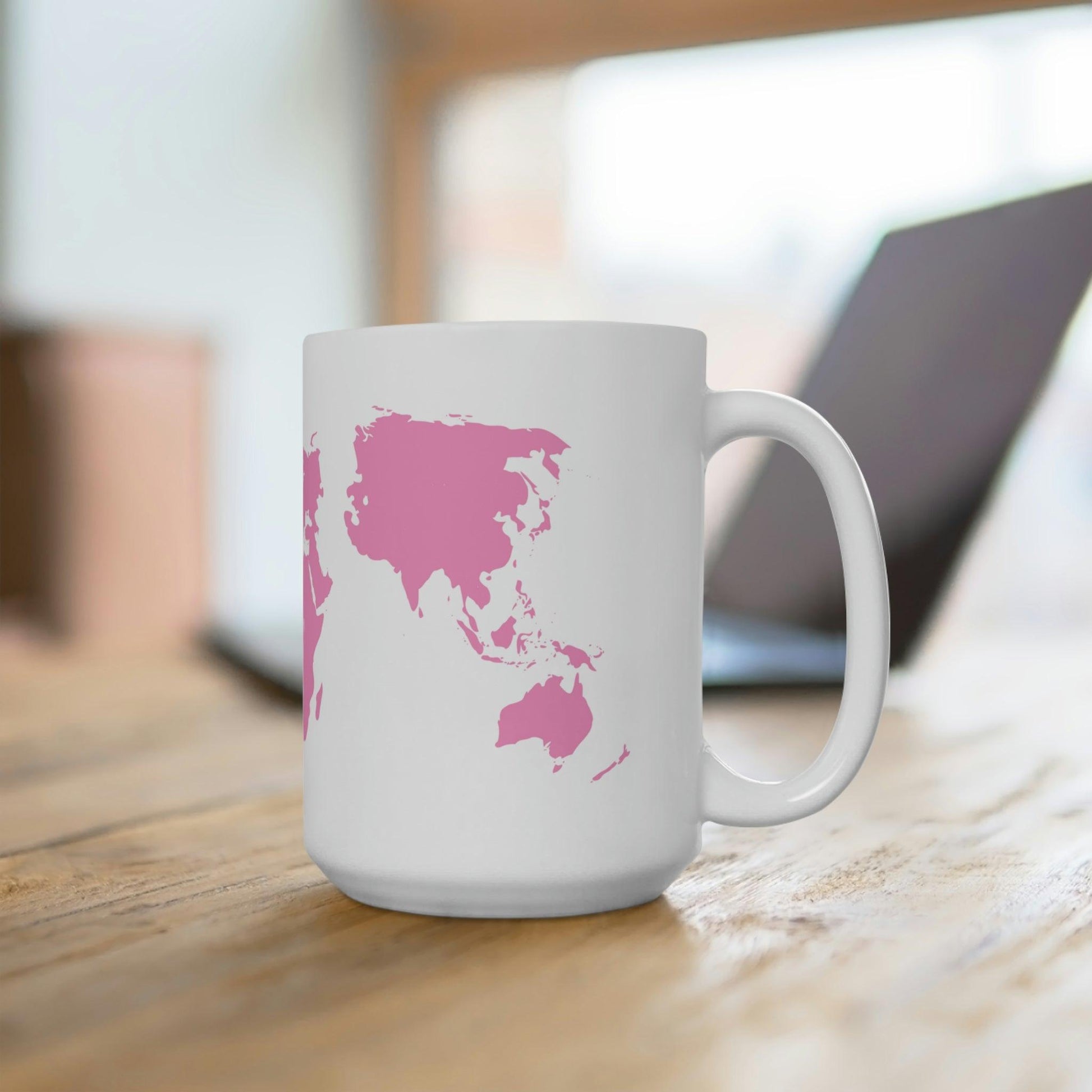 Pink world map atlas coffee mug - BentleyBlueCo